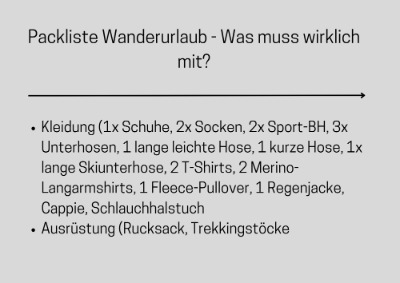 Packliste Wanderurlaub